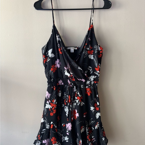 Floral Black Romper with Spaghetti Straps - Picture 1 of 3
